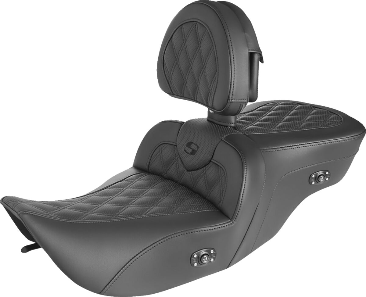SADDLEMEN 897-06-182BRHC Sella riscaldata RoadSofa con cuciture a rombi HARLEY DAVIDSON FLHR 1584 97>07