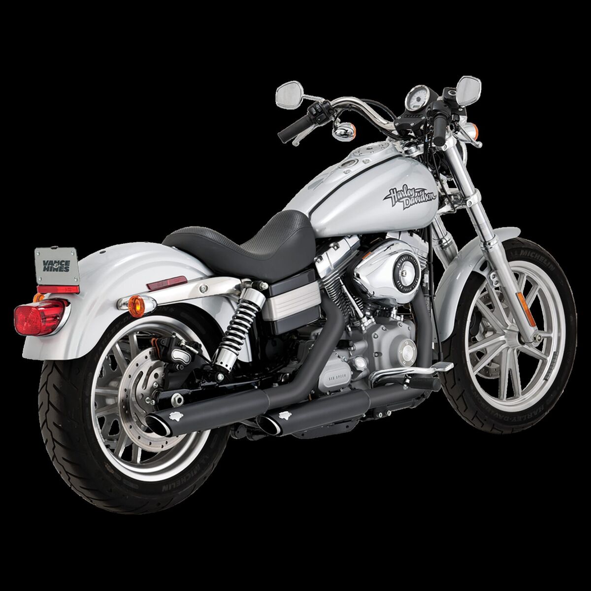 VANCE HINES 46845 3″ SILENZIATORI Round Twin Slash Slip-On Mufflers HARLEY DAVIDSON FXDF 1690 08>17