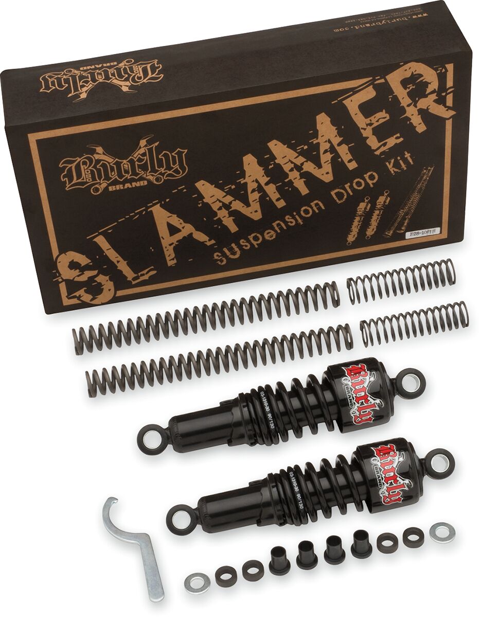 BURLY BRAND B28-1003B Kit AMMORTIZZATORI E MOLLE Slammer (abbassamento 63,5 mm) NERO Harley Davidson FXDF 1690 Dyna Fat Bob 08>17