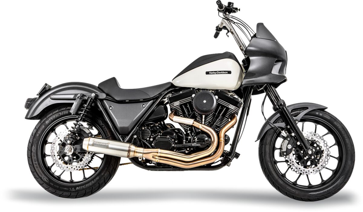 BASSANI XHAUST 1FXR3SS SCARICO COMPLETO 2 in 1 con silenziatore Super Bike Harley Davidson FXR4 1340 Super Glide Screamin Eagle 85>00