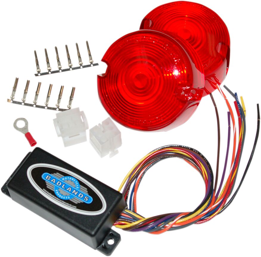 BADLANDS ILL-02-RL-B Plug-In Illuminator con lenti rosse Harley Davidson XLH 883 1200 Sportster Hugger 86>98