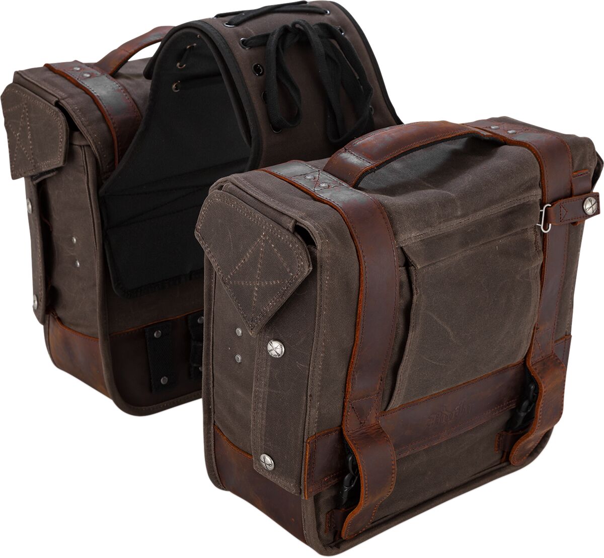 BURLY BRAND B15-1002D Borse laterali throw-over MARRONE MOTO NAKED VINTAGE