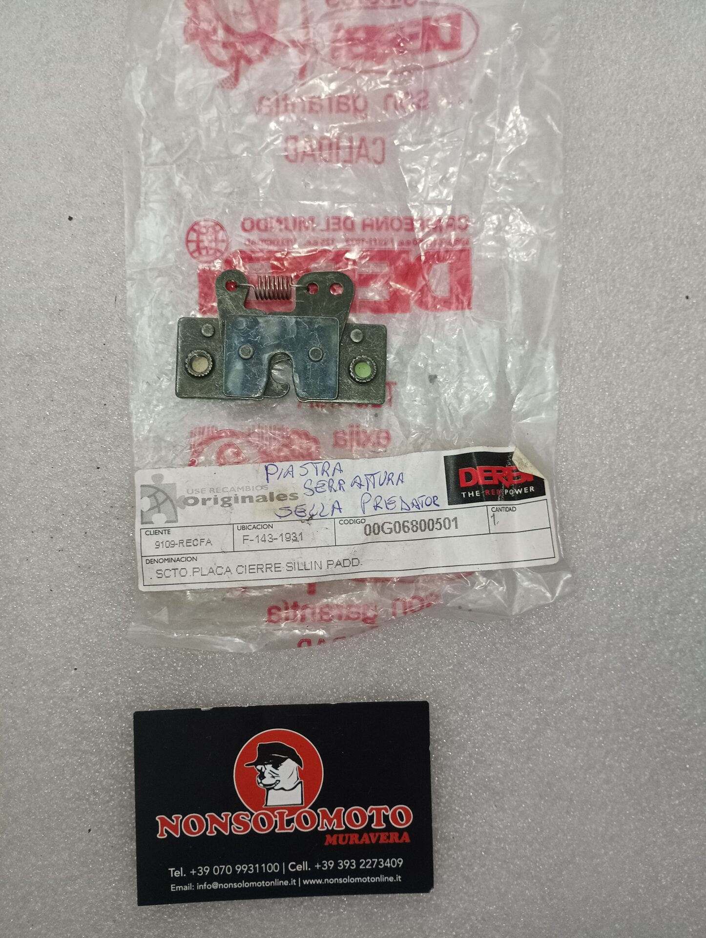 PIASTRA SERRATURA SELLA DERBI PREDATOR 00G06800501