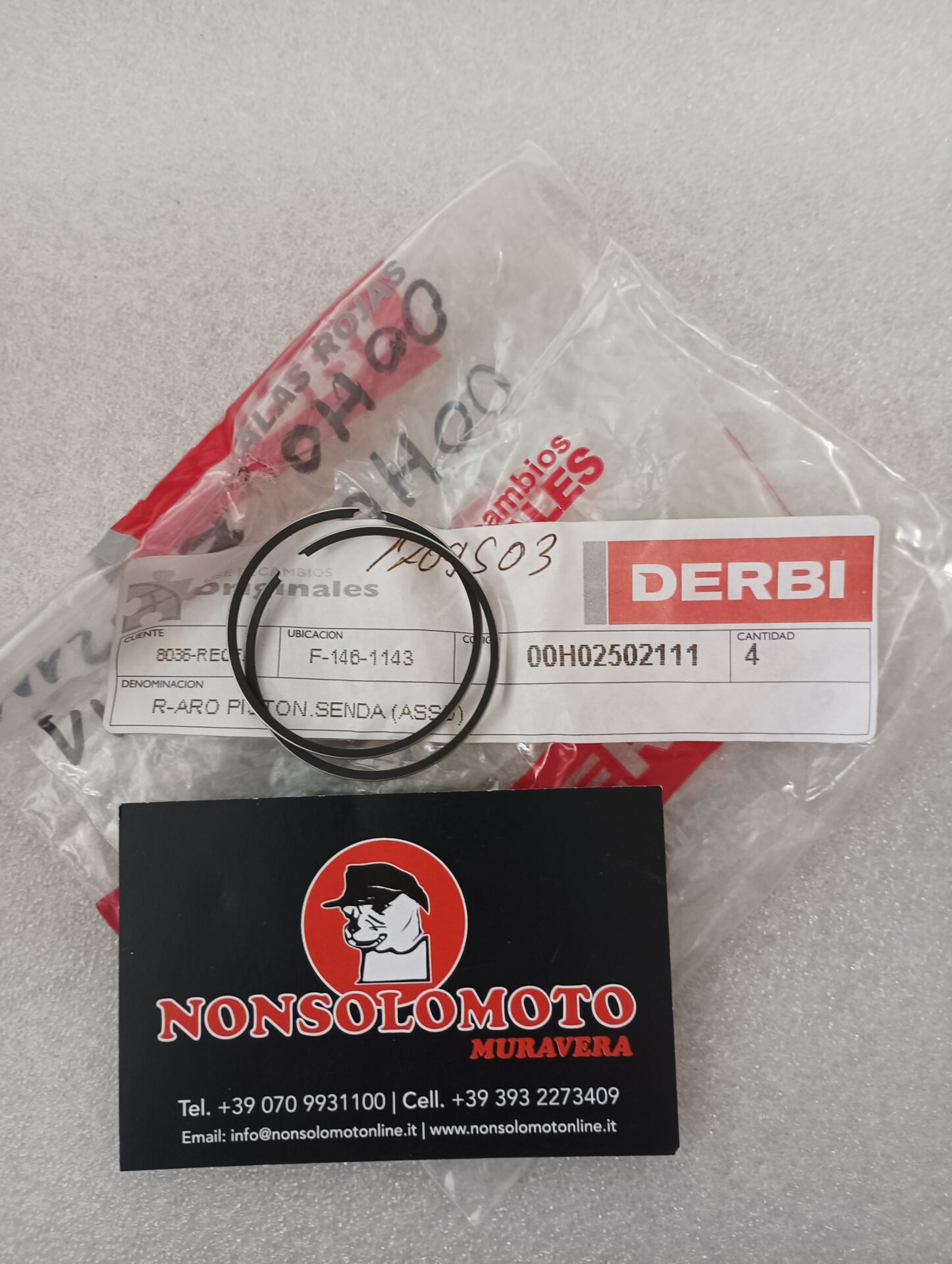 FASCE ELASTICHE PISTONE DERBI SENDA 00H02502111