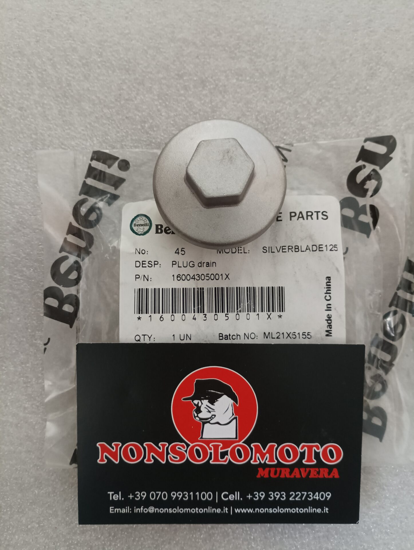 TAPPO SCARICO OLIO BENELLI SILVERBLADE 125 16004305001X