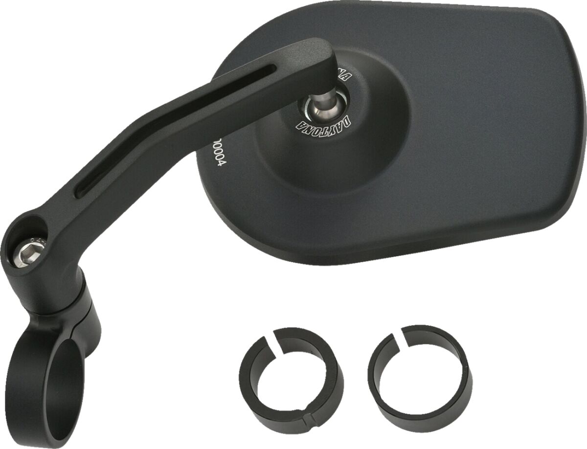 DAYTONA 89474 Specchietto per estremità manubrio in alluminio PAN BAREND ALUMINIUM BLACK -anello adattatore 22,2 mm o 25,4 mm- MV AGUSTA BENELLI SUZUKI