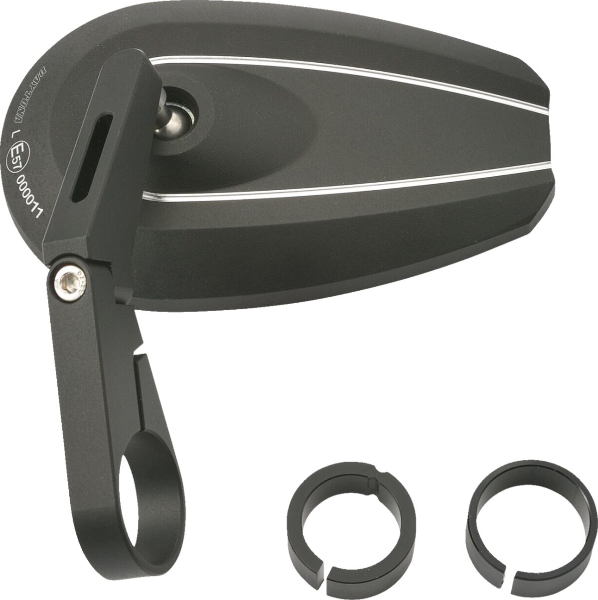 DAYTONA 89722 Specchietto per estremità manubrio BAREND SHORT ALUMINIUM BLACK ø 30 mm -distanziali 22,2 e 25,4 mm- KTM SUZUKI APRILIA