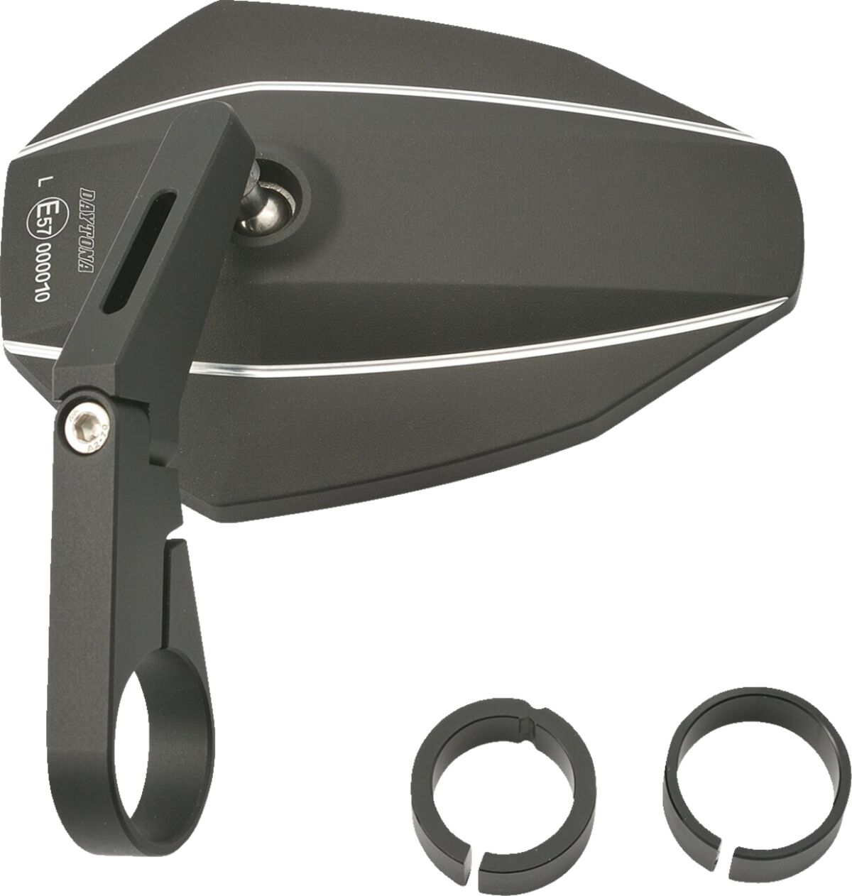 DAYTONA 89726 Specchietto per estremità manubrio BAREND SHORT ALUMINIUM BLACK ø 30 mm -distanziali 22,2 e 25,4 mm- DUCATI HONDA YAMAHA