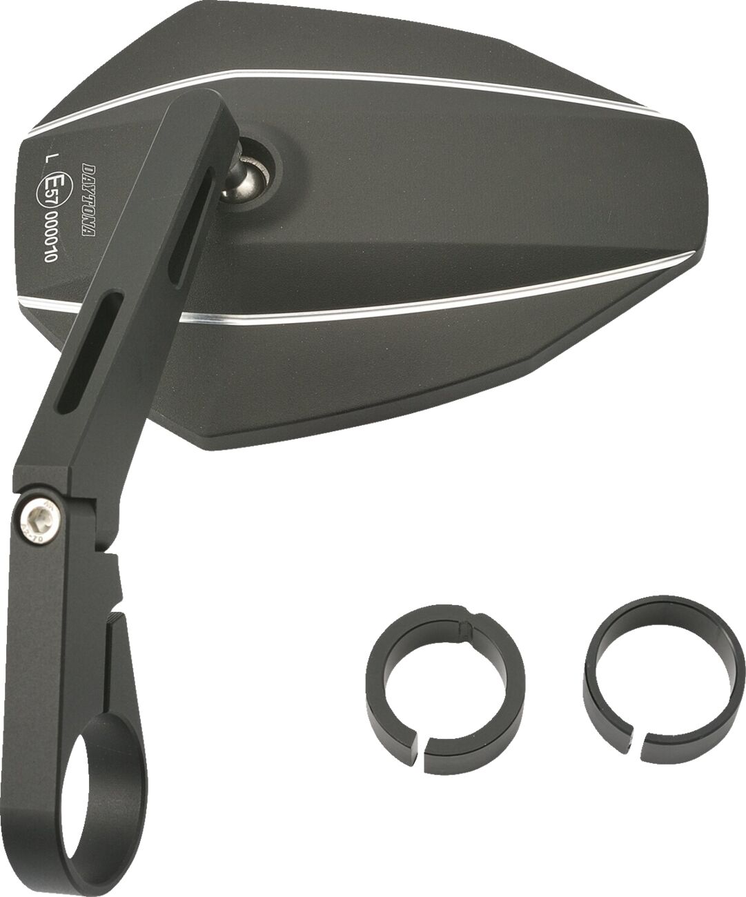 DAYTONA 89727 Specchietto per estremità manubrio  BAREND LONG ALUMINIUM BLACK ø 30 mm -distanziali 22,2 e 25,4 mm- BMW KTM HONDA
