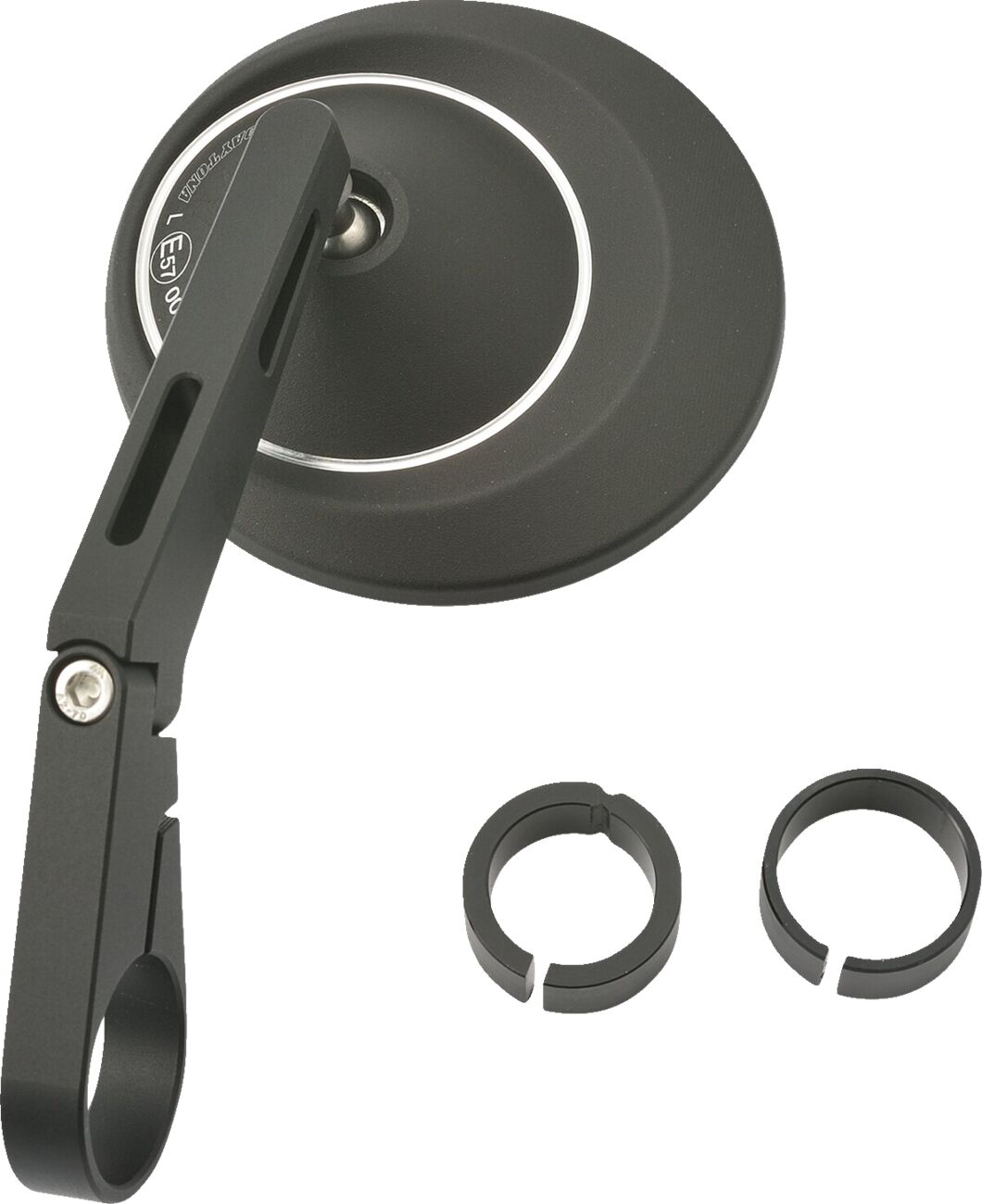 DAYTONA 89731 Specchietto per estremità manubrio BAREND LONG ALUMINIUM BLACK ø 30 mm- distanziali 22,2 e 25,4 mm- HONDA KAWASAKI YAMAHA
