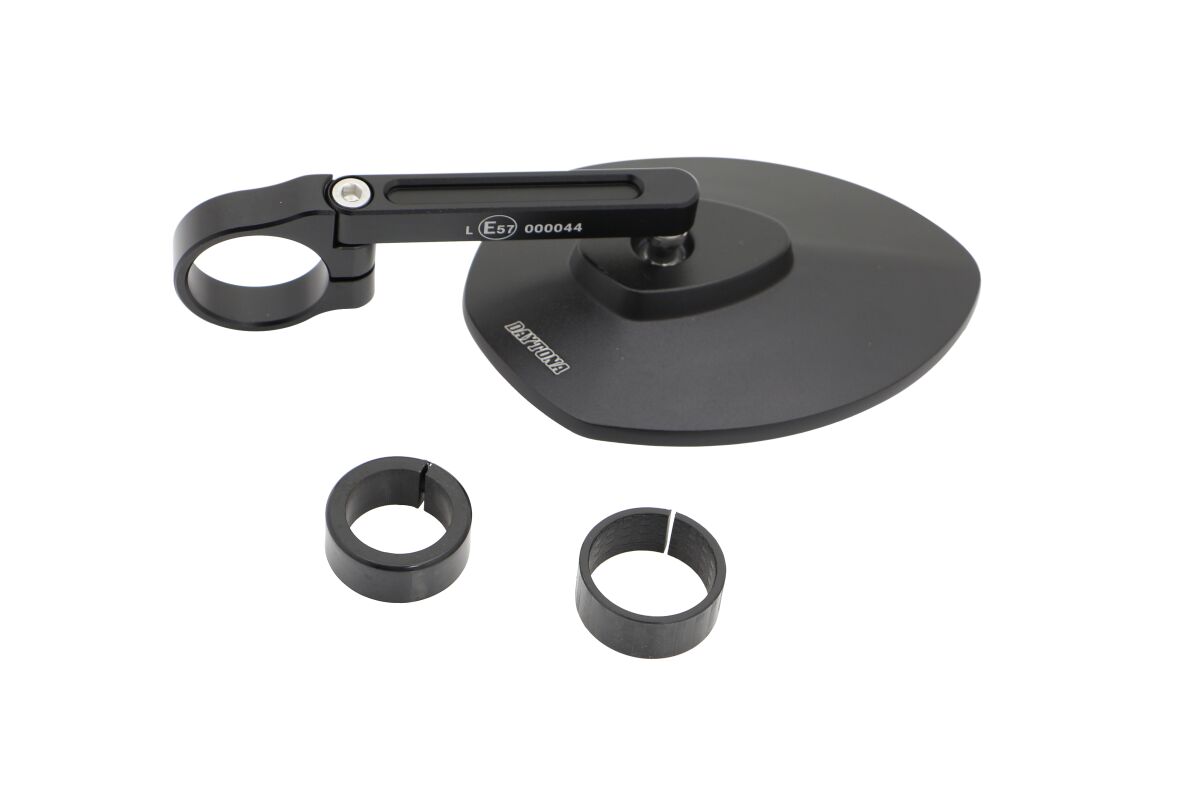 DAYTONA 81074 Specchietto per estremità manubrio Exagon Black anello adattatore 22,2 mm / 25,4 SUZUKI KTM APRILIA