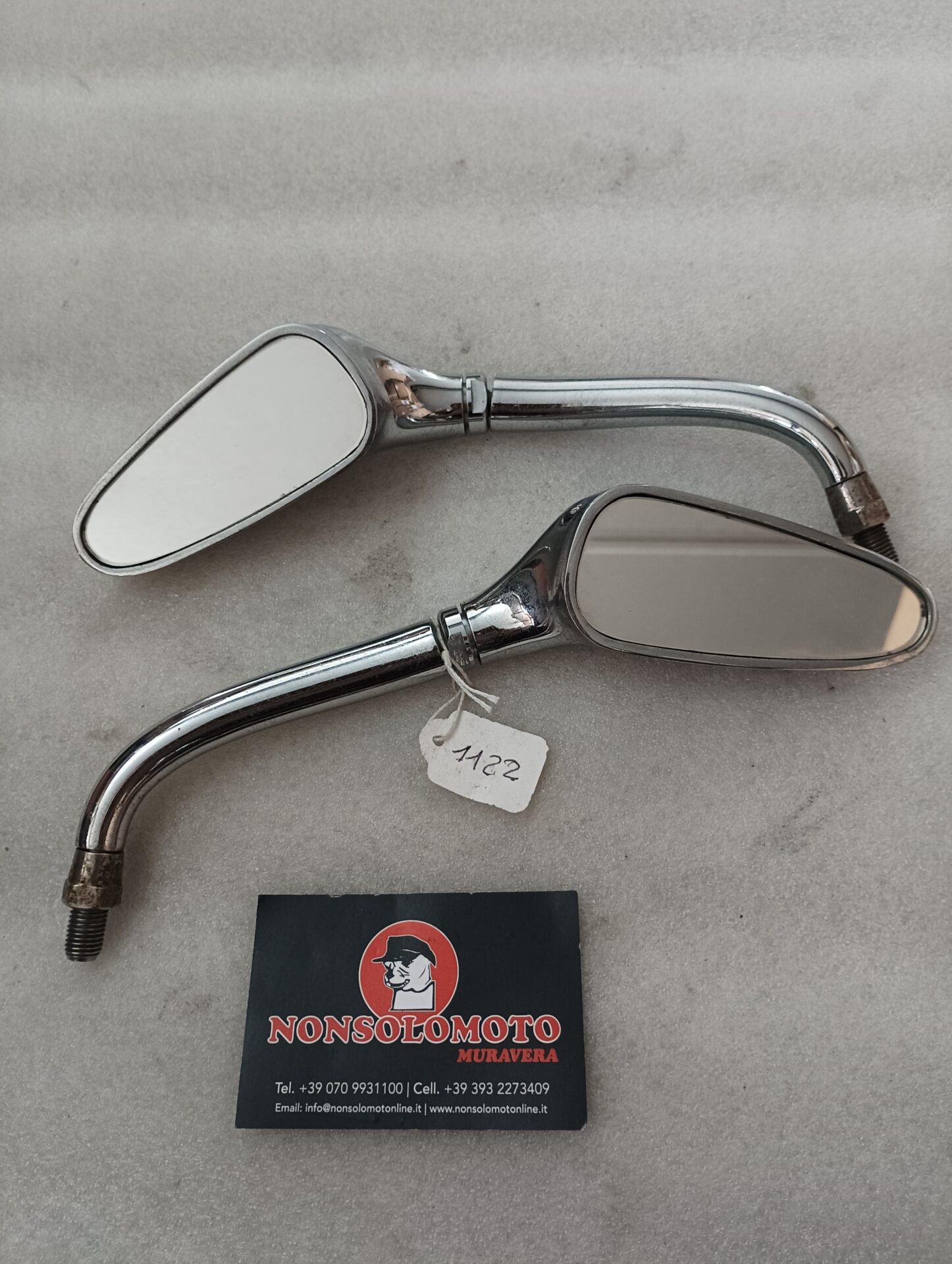 COPPIA SPECCHIETTI CROMATI MOTO CUSTOM HARLEY DAVIDSON HONDA SUZUKI MOTO GUZZI USATO !!
