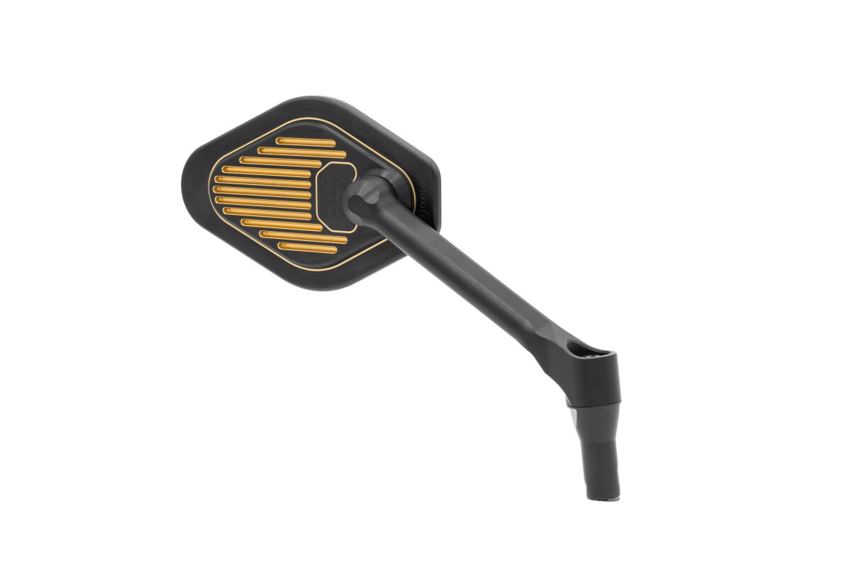 DRAG SPECIALTIES M03-06-R-BDG Specchio regolabile stelo corto (12 cm) DX Black & Gold Edition MOTO NAKED TURISMO