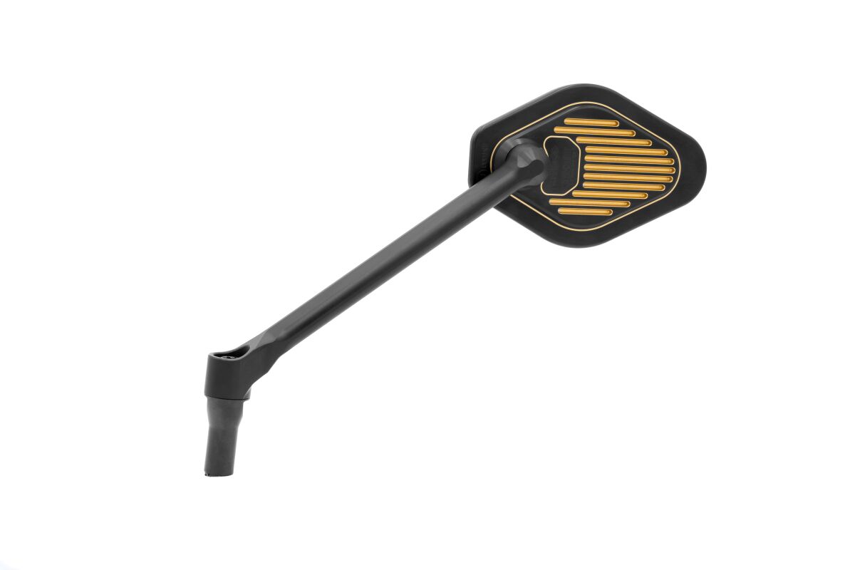 DRAG SPECIALTIES M03-12-L-BDG Specchio regolabile stelo lungo (18 cm) SX Black & Gold Edition MOTO NAKED TURISMO