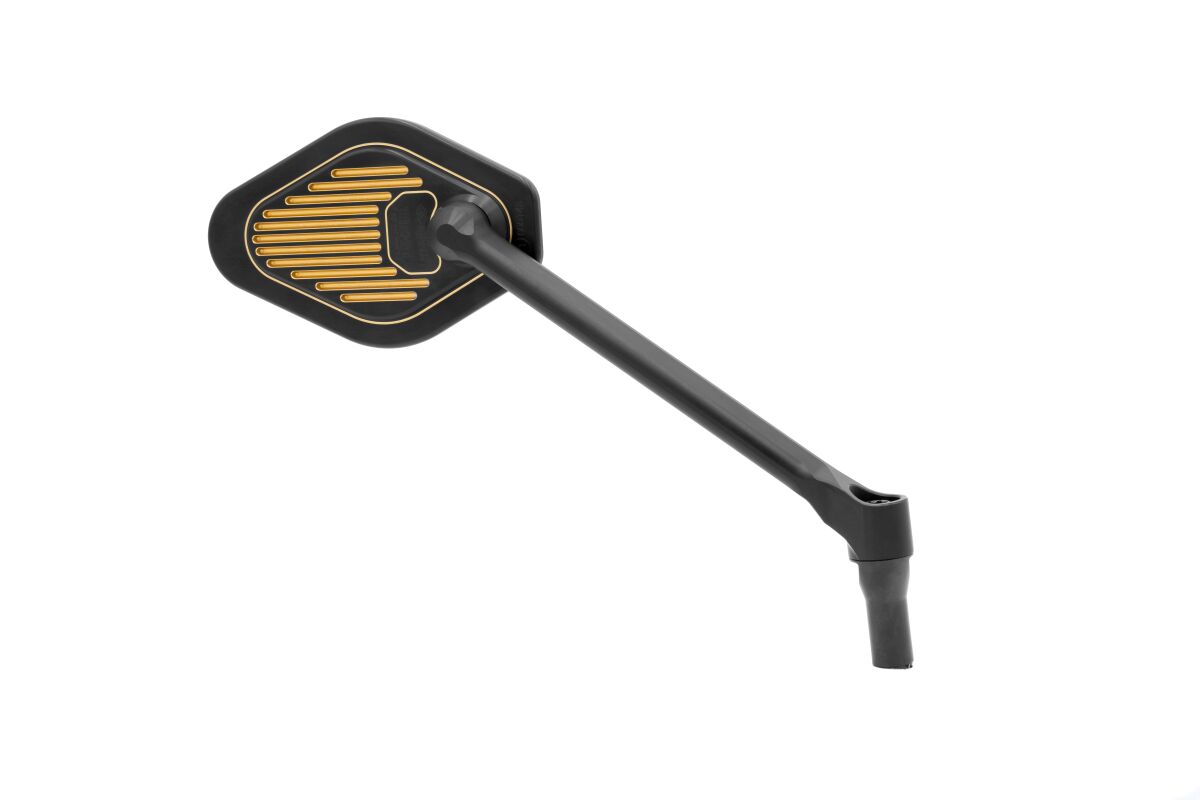 DRAG SPECIALTIES M03-12-R-BDG Specchio regolabile stelo lungo (18 cm) DX Black & Gold Edition MOTO NAKED TURISMO