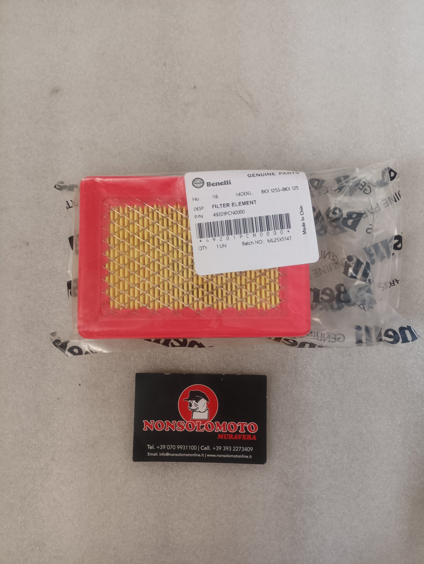 FILTRO ARIA BENELLI BKX 125 125 S ART 49201PCN0000